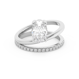 Oval Half Pave Double Shank Lab Grown Diamond Engagement Ring