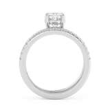 Oval Half Pave Double Shank Lab Grown Diamond Engagement Ring