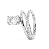 Oval Half Pave Double Shank Lab Grown Diamond Engagement Ring