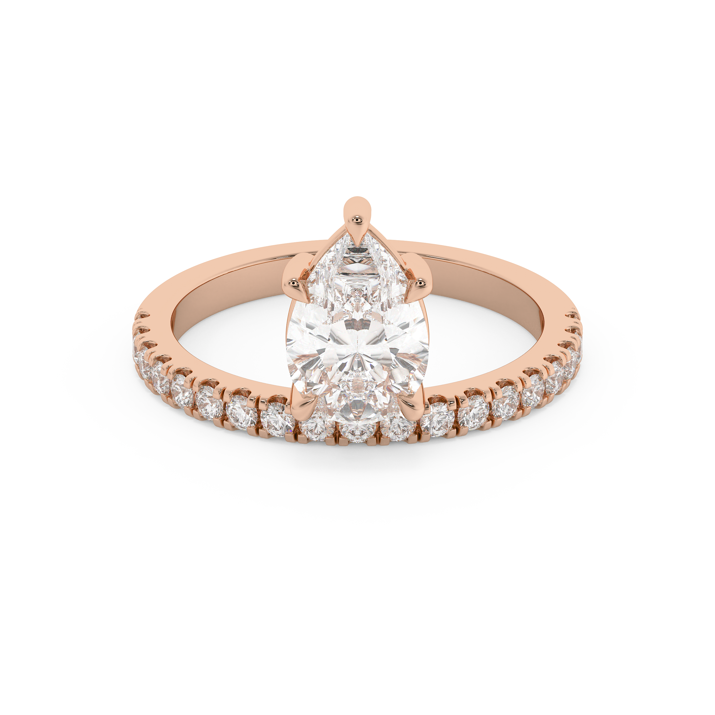 Pear Pave Lab Grown Diamond Engagement Ring