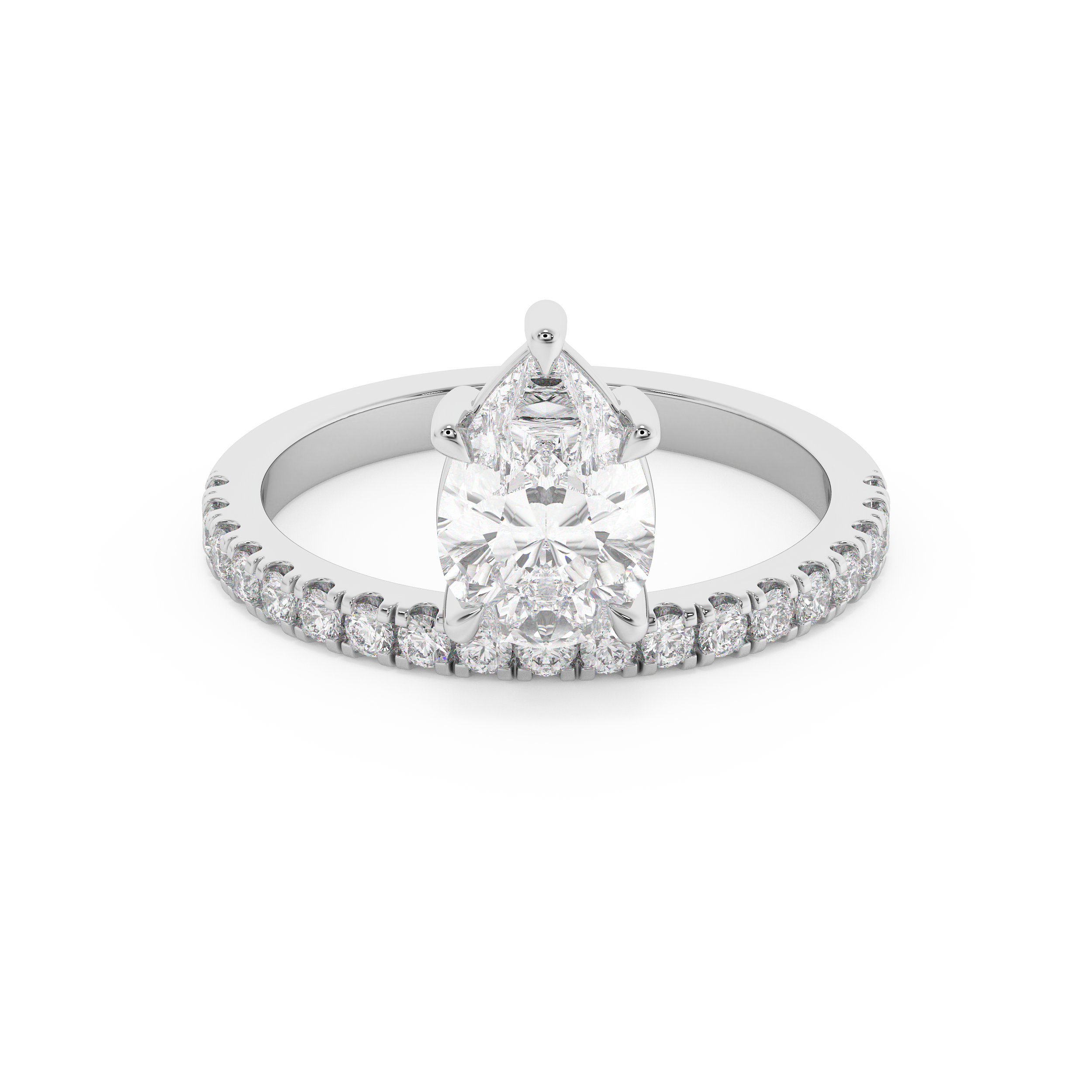 Pear Pave Lab Grown Diamond Engagement Ring