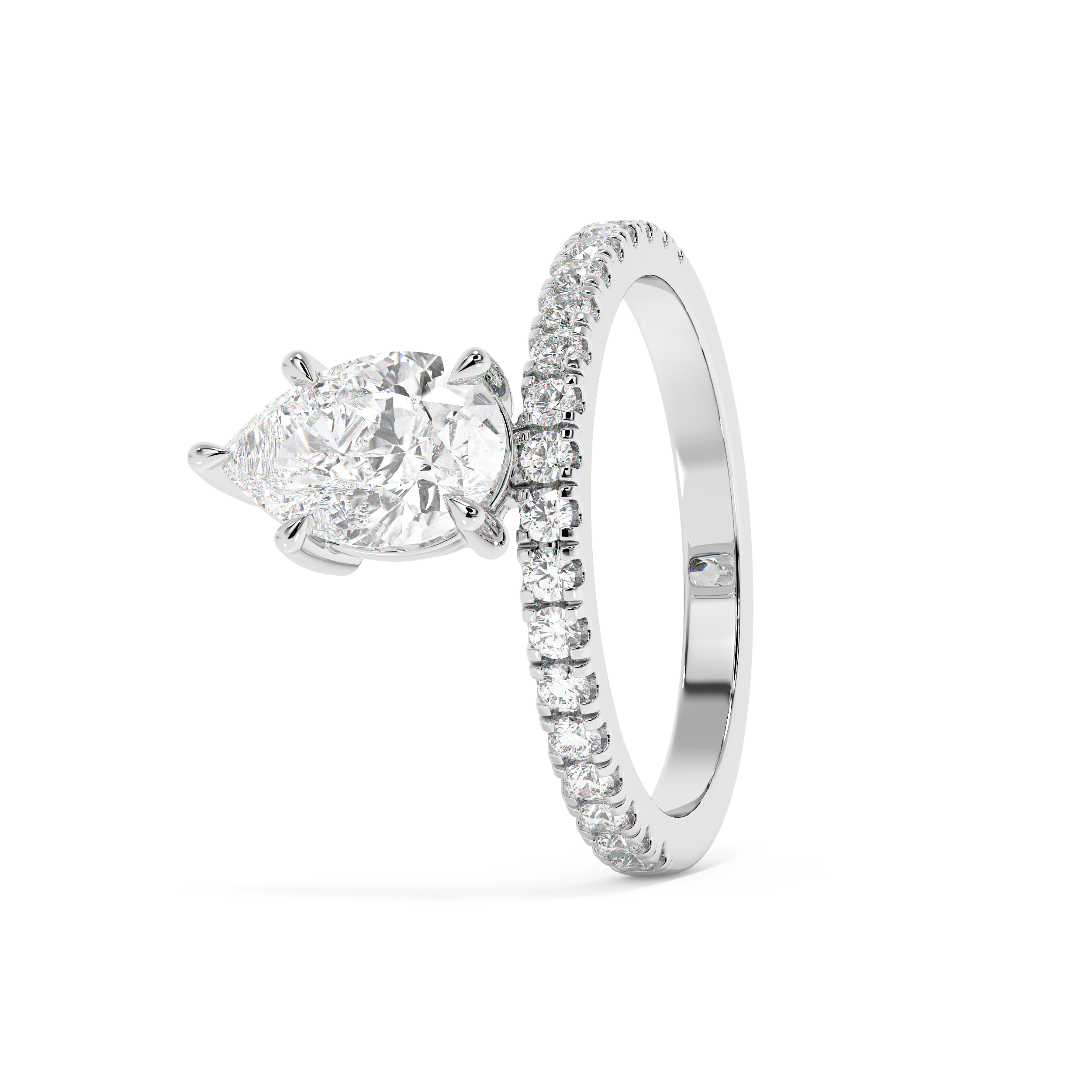 Pear Pave Lab Grown Diamond Engagement Ring