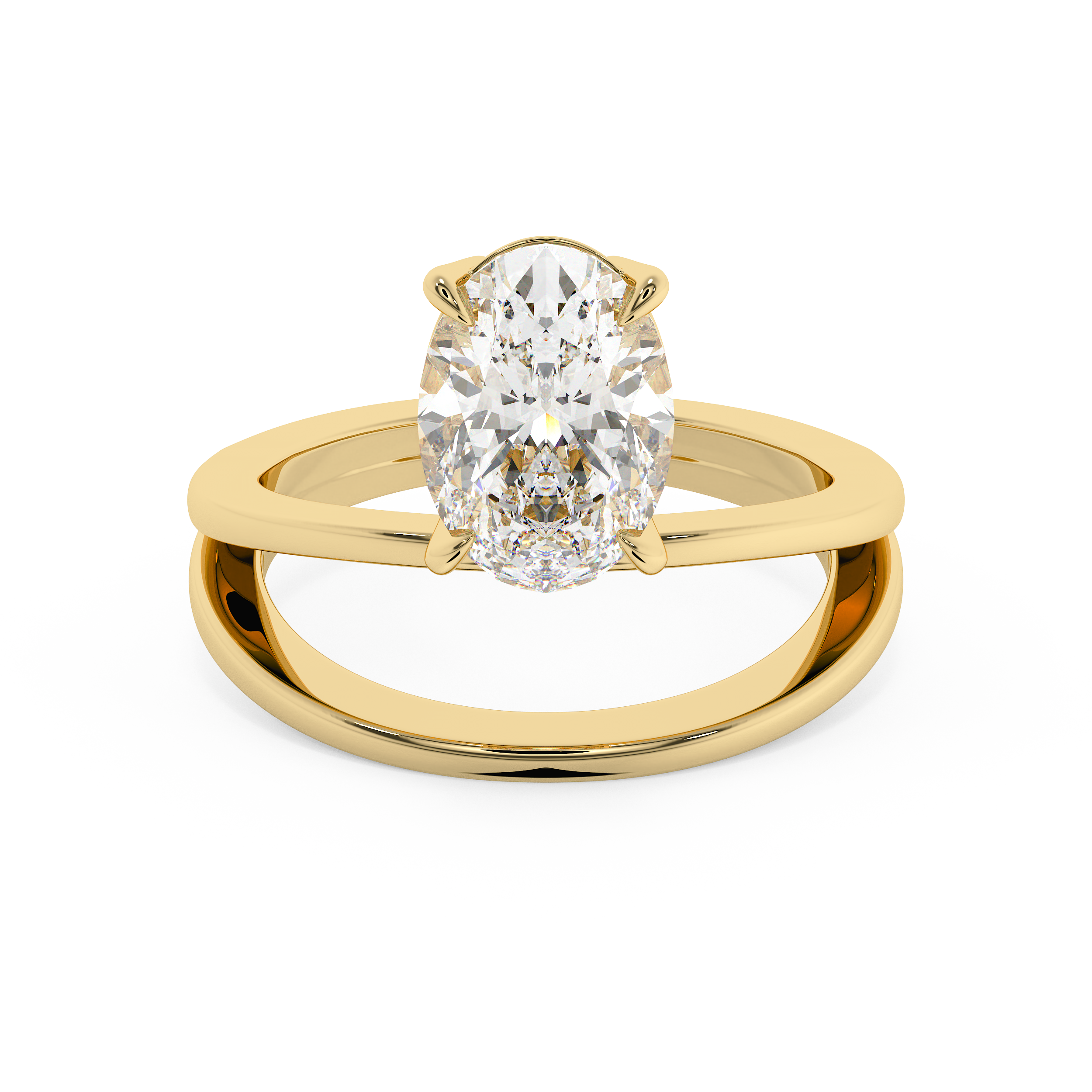Oval Solitaire Split Shank Lab Grown Diamond Engagement Ring