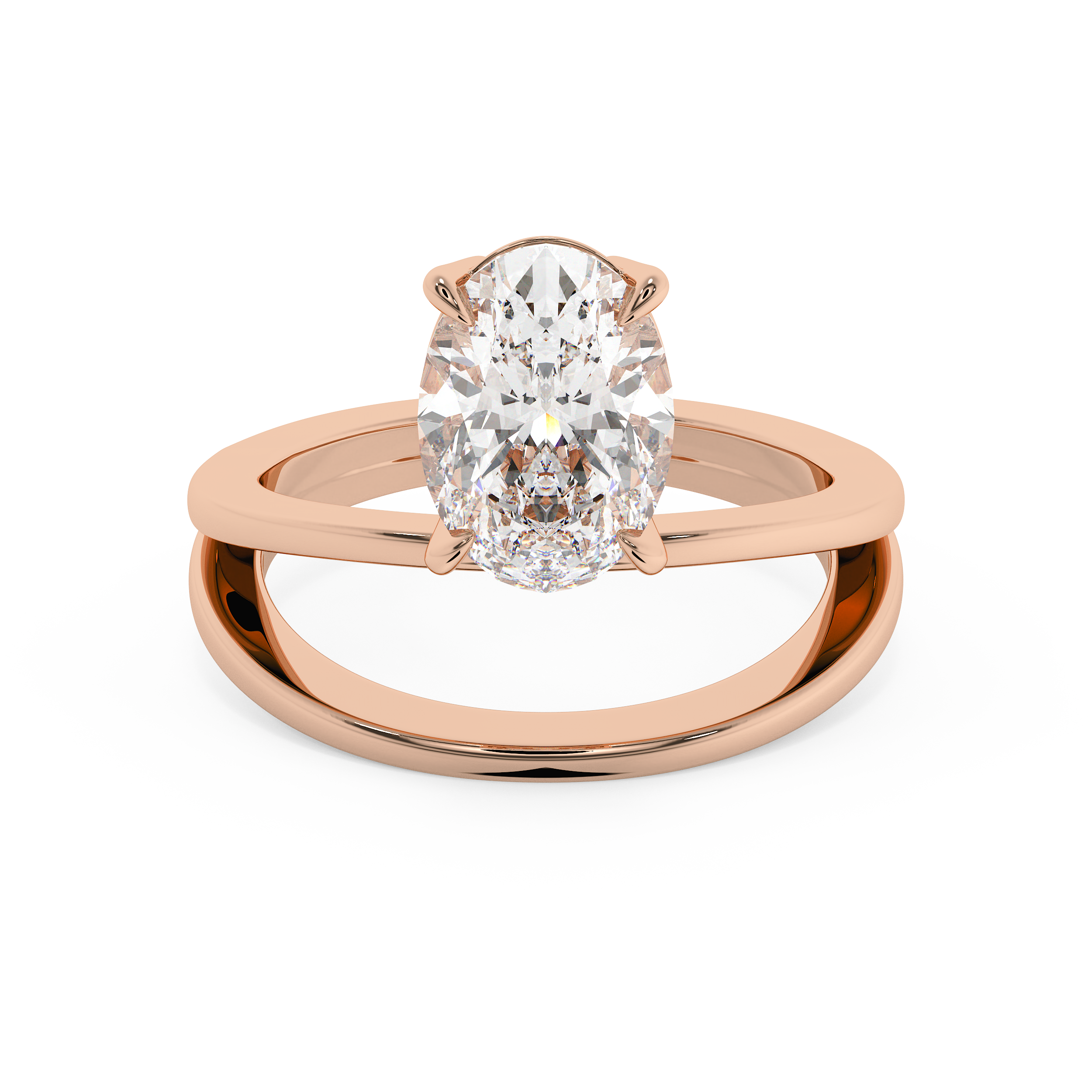 Oval Solitaire Split Shank Lab Grown Diamond Engagement Ring
