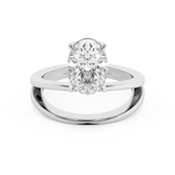 Oval Solitaire Split Shank Lab Grown Diamond Engagement Ring