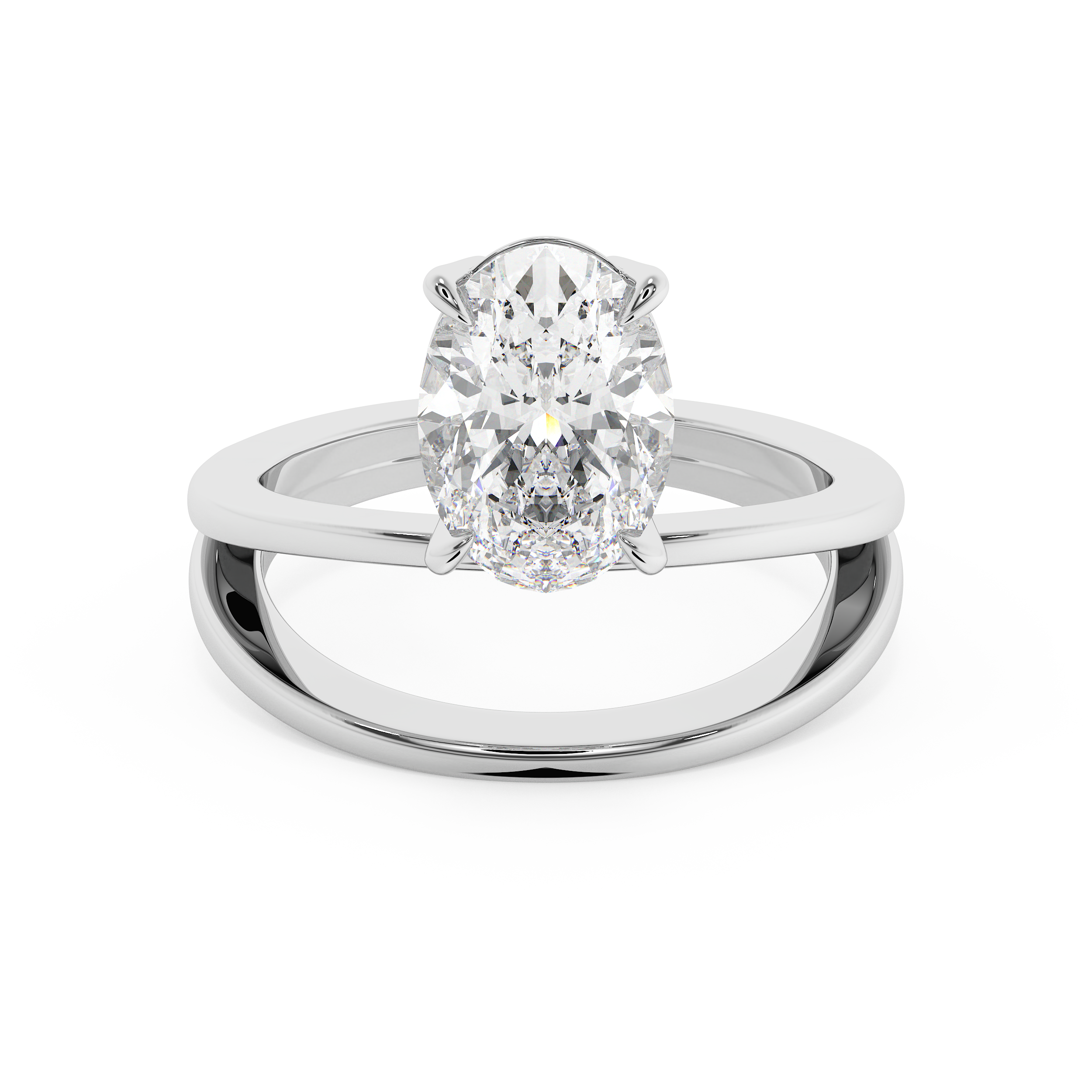Oval Solitaire Split Shank Lab Grown Diamond Engagement Ring