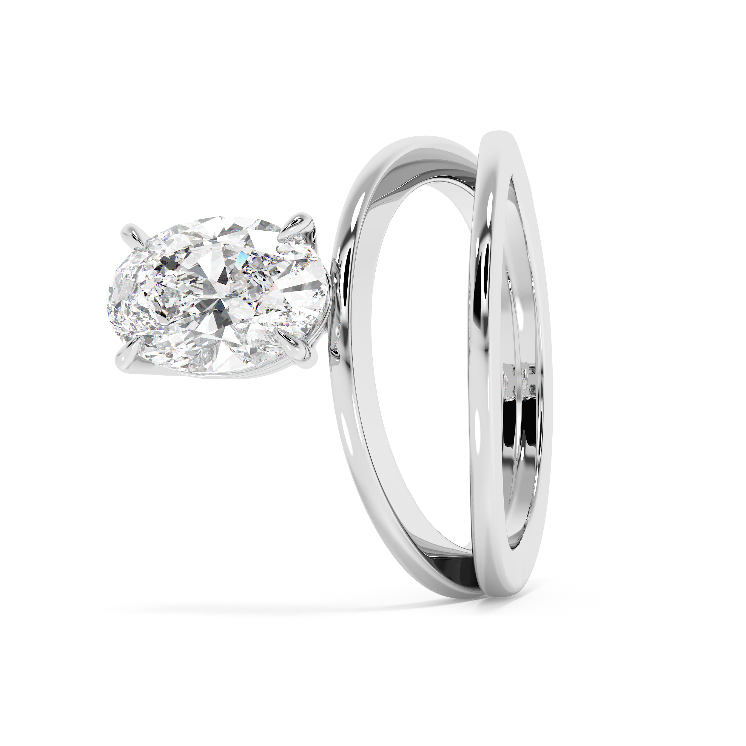 Oval Solitaire Split Shank Lab Grown Diamond Engagement Ring
