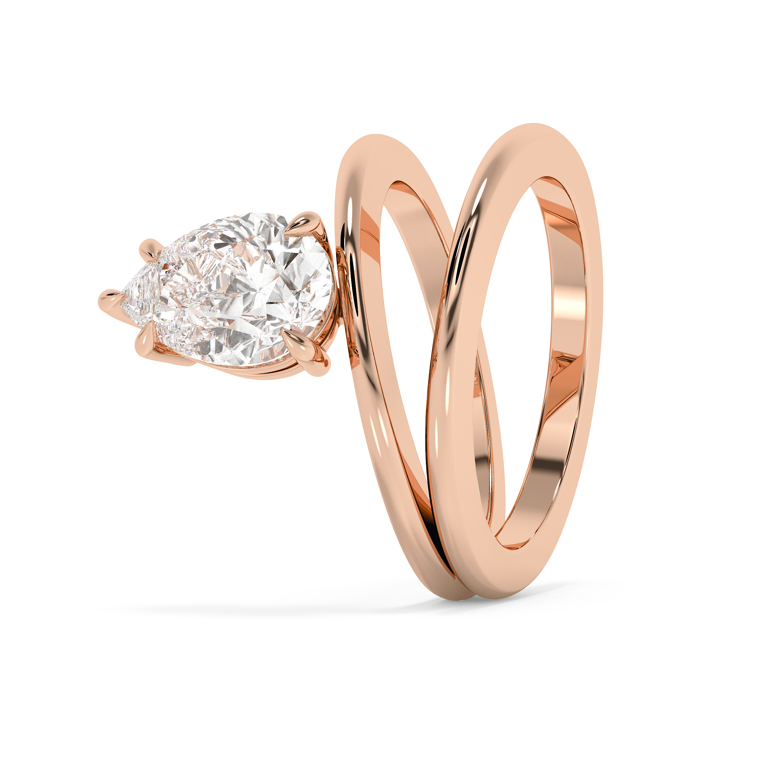 Pear Solitaire Double Shank Lab Grown Diamond Engagement Ring