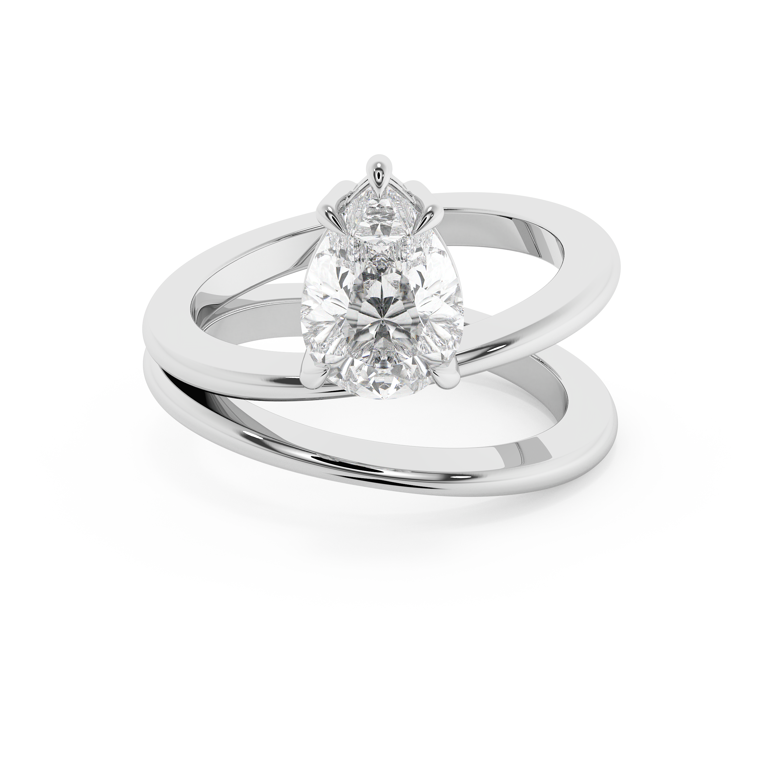 Pear Solitaire Double Shank Lab Grown Diamond Engagement Ring