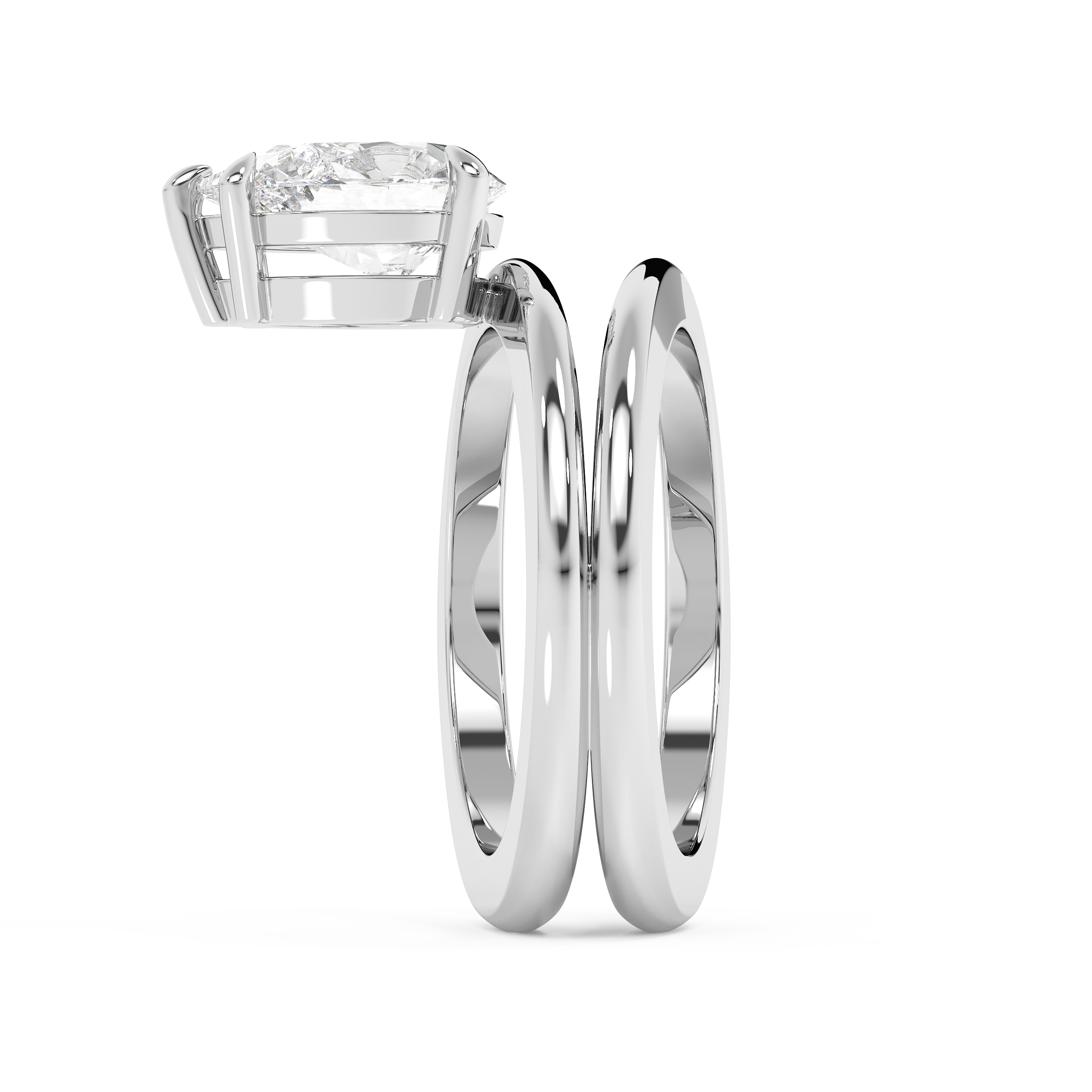 Pear Solitaire Double Shank Lab Grown Diamond Engagement Ring