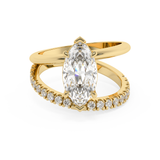 Marquise Half Pave Double Shank Lab Grown Diamond Engagement Ring