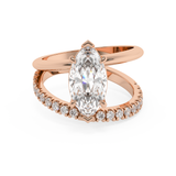 Marquise Half Pave Double Shank Lab Grown Diamond Engagement Ring