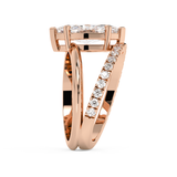 Marquise Half Pave Double Shank Lab Grown Diamond Engagement Ring