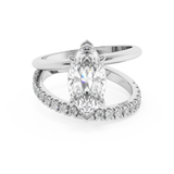Marquise Half Pave Double Shank Lab Grown Diamond Engagement Ring