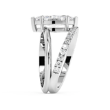 Marquise Half Pave Double Shank Lab Grown Diamond Engagement Ring