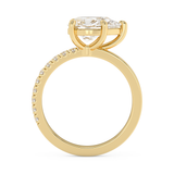 East West Pear Half Pave Lab Grown Diamond Engagement Ring