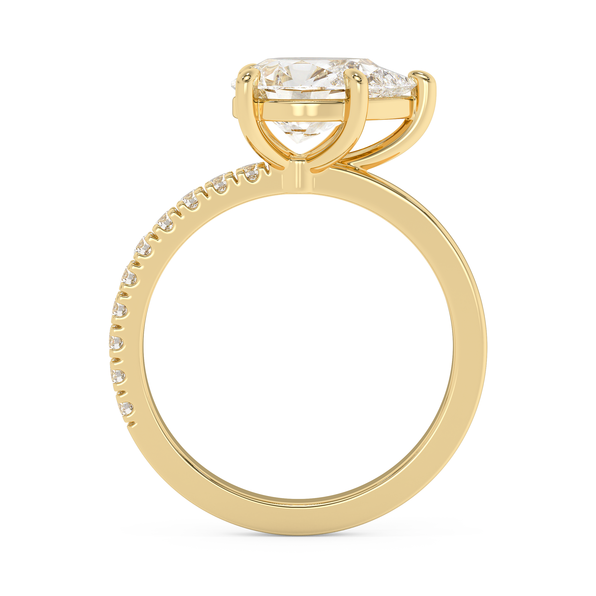 East West Pear Half Pave Lab Grown Diamond Engagement Ring