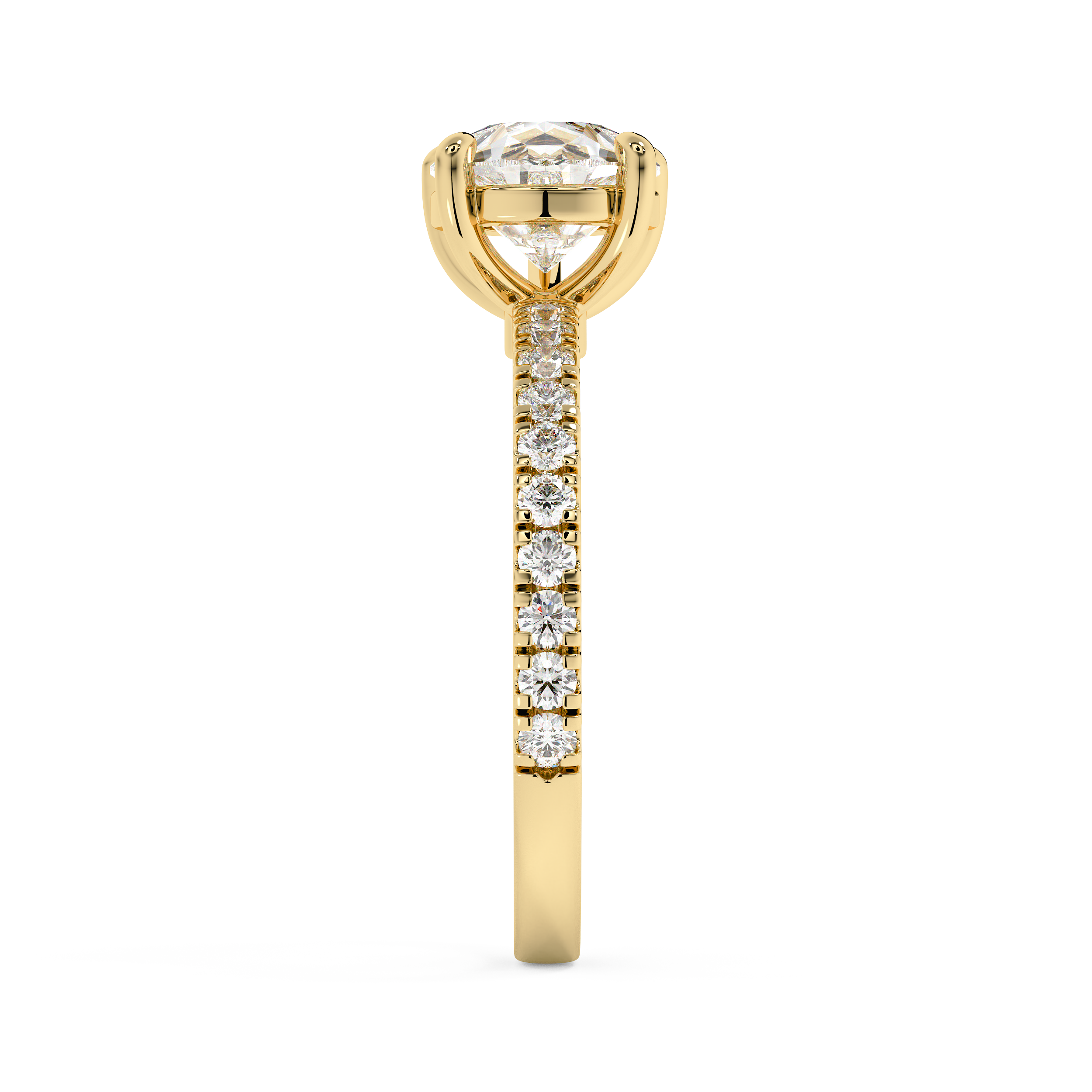 East West Pear Half Pave Lab Grown Diamond Engagement Ring