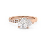 East West Pear Half Pave Lab Grown Diamond Engagement Ring