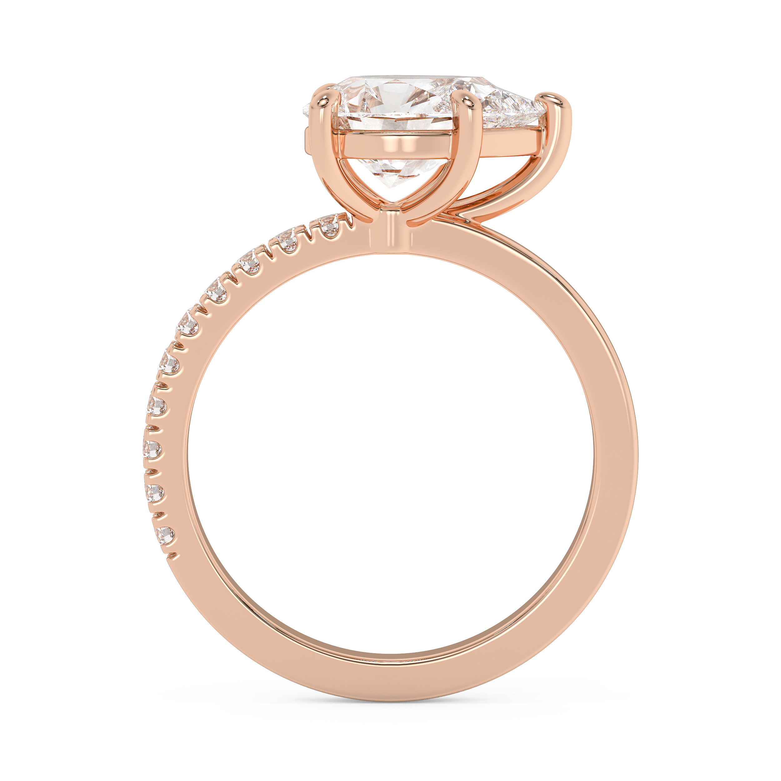 East West Pear Half Pave Lab Grown Diamond Engagement Ring