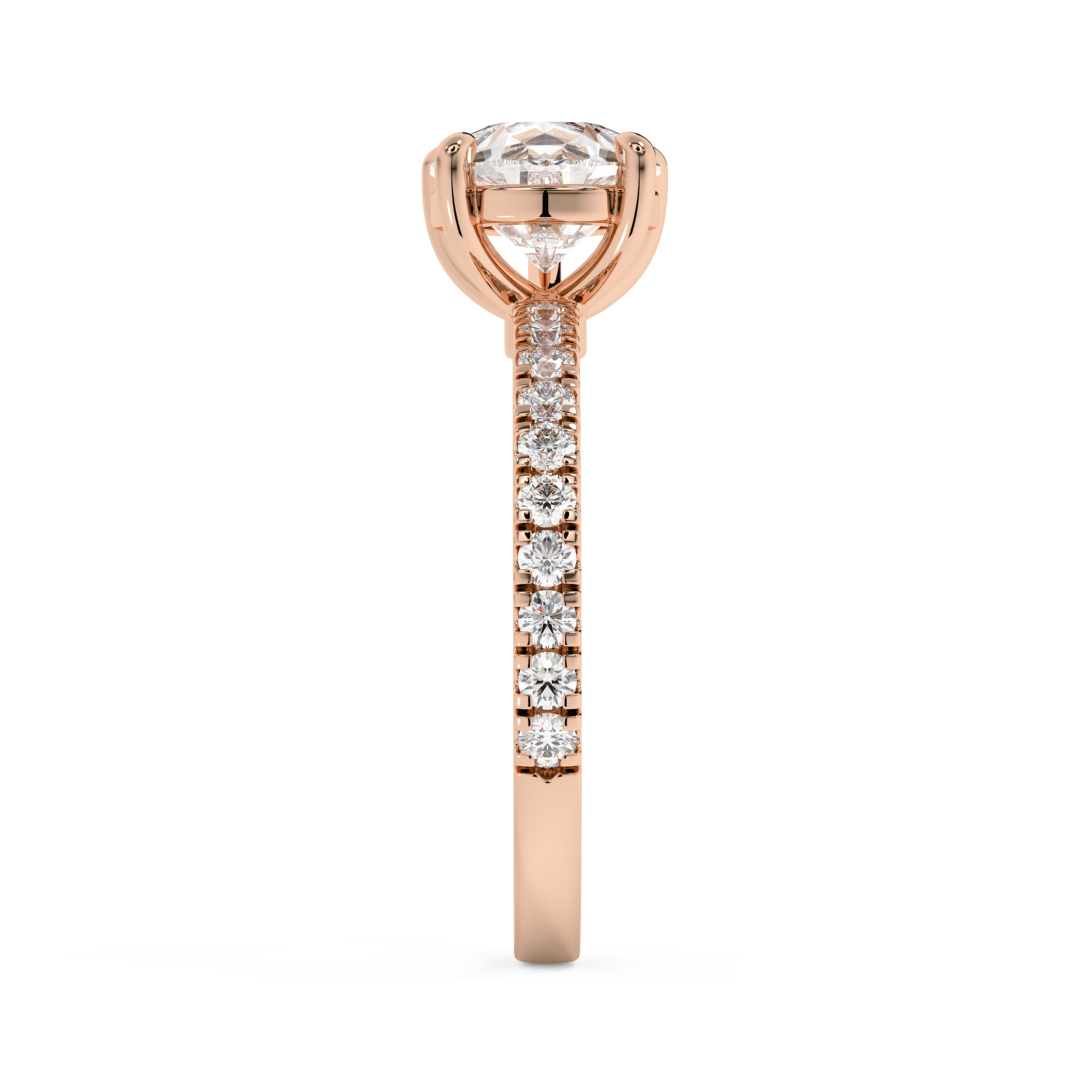 East West Pear Half Pave Lab Grown Diamond Engagement Ring