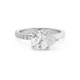 East West Pear Half Pave Lab Grown Diamond Engagement Ring