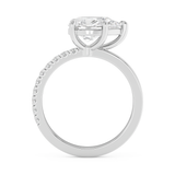 East West Pear Half Pave Lab Grown Diamond Engagement Ring