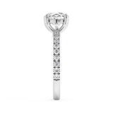 East West Pear Half Pave Lab Grown Diamond Engagement Ring