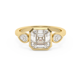Asscher Three Stone Bezel Lab Grown Diamond Engagement Ring