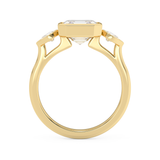 Asscher Three Stone Bezel Lab Grown Diamond Engagement Ring