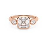 Asscher Three Stone Bezel Lab Grown Diamond Engagement Ring