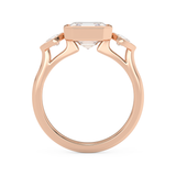 Asscher Three Stone Bezel Lab Grown Diamond Engagement Ring