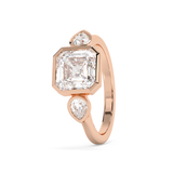 Asscher Three Stone Bezel Lab Grown Diamond Engagement Ring
