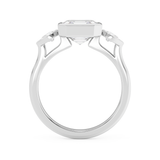 Asscher Three Stone Bezel Lab Grown Diamond Engagement Ring