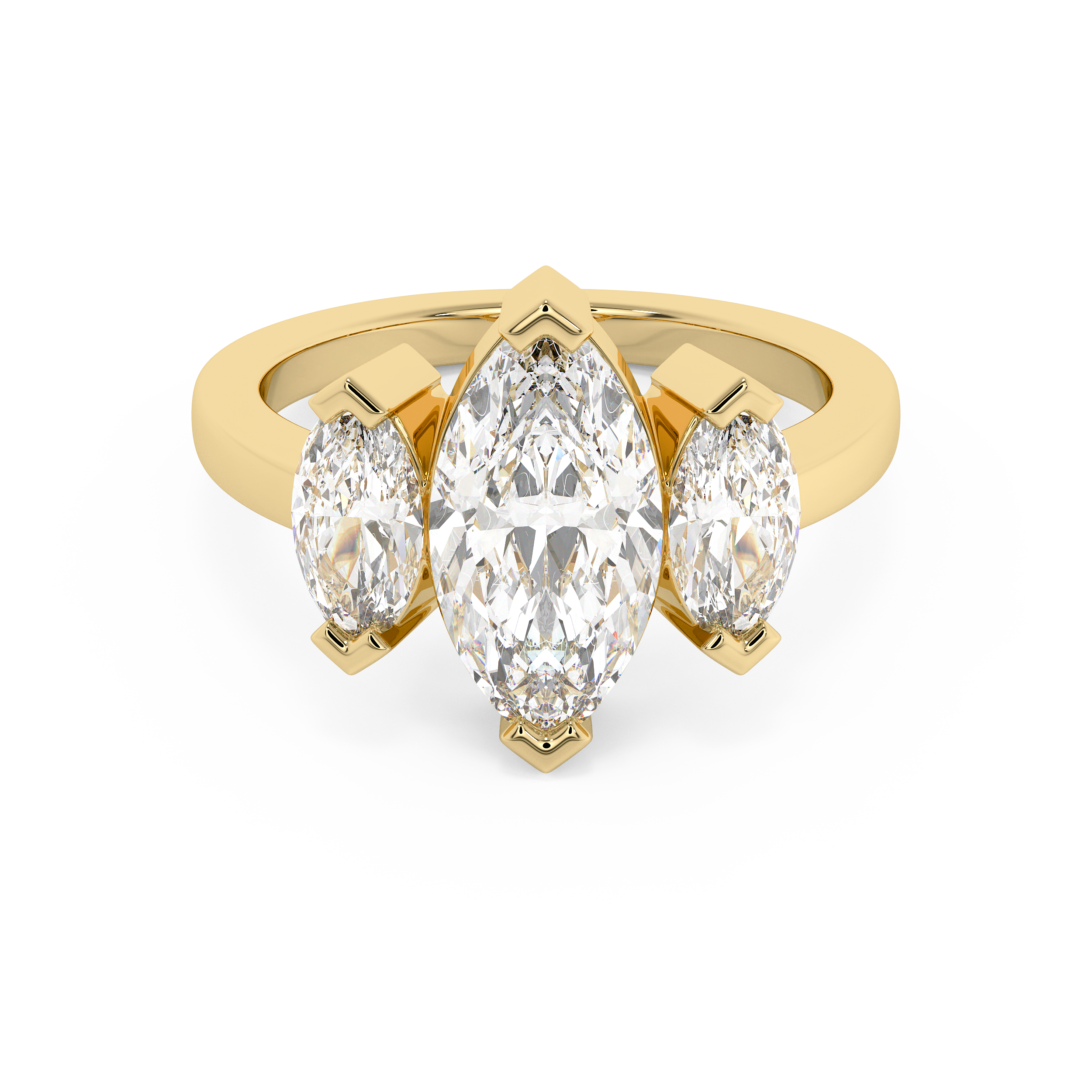 Marquise Three Stone Lab Grown Diamond Engagement Ring