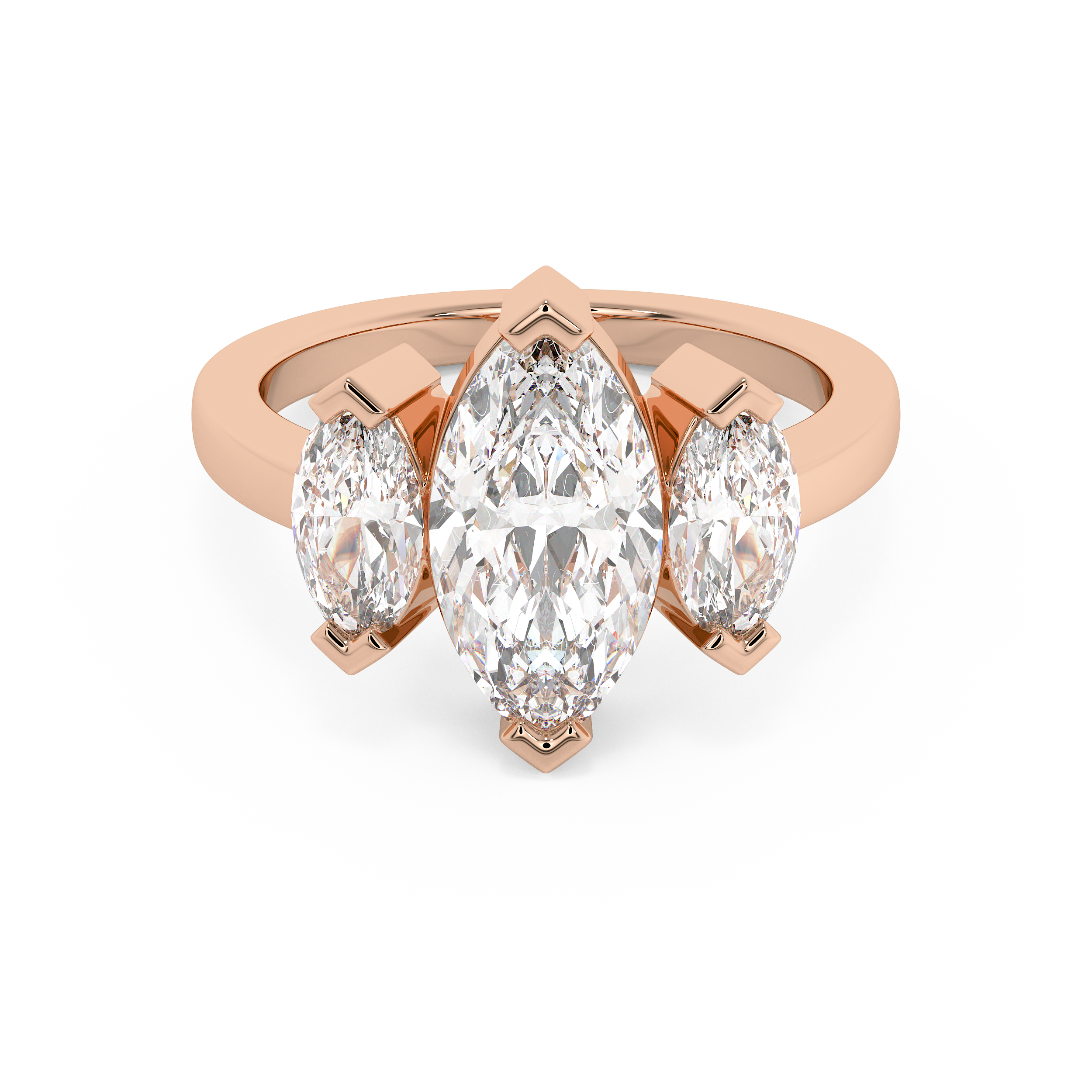 Marquise Three Stone Lab Grown Diamond Engagement Ring