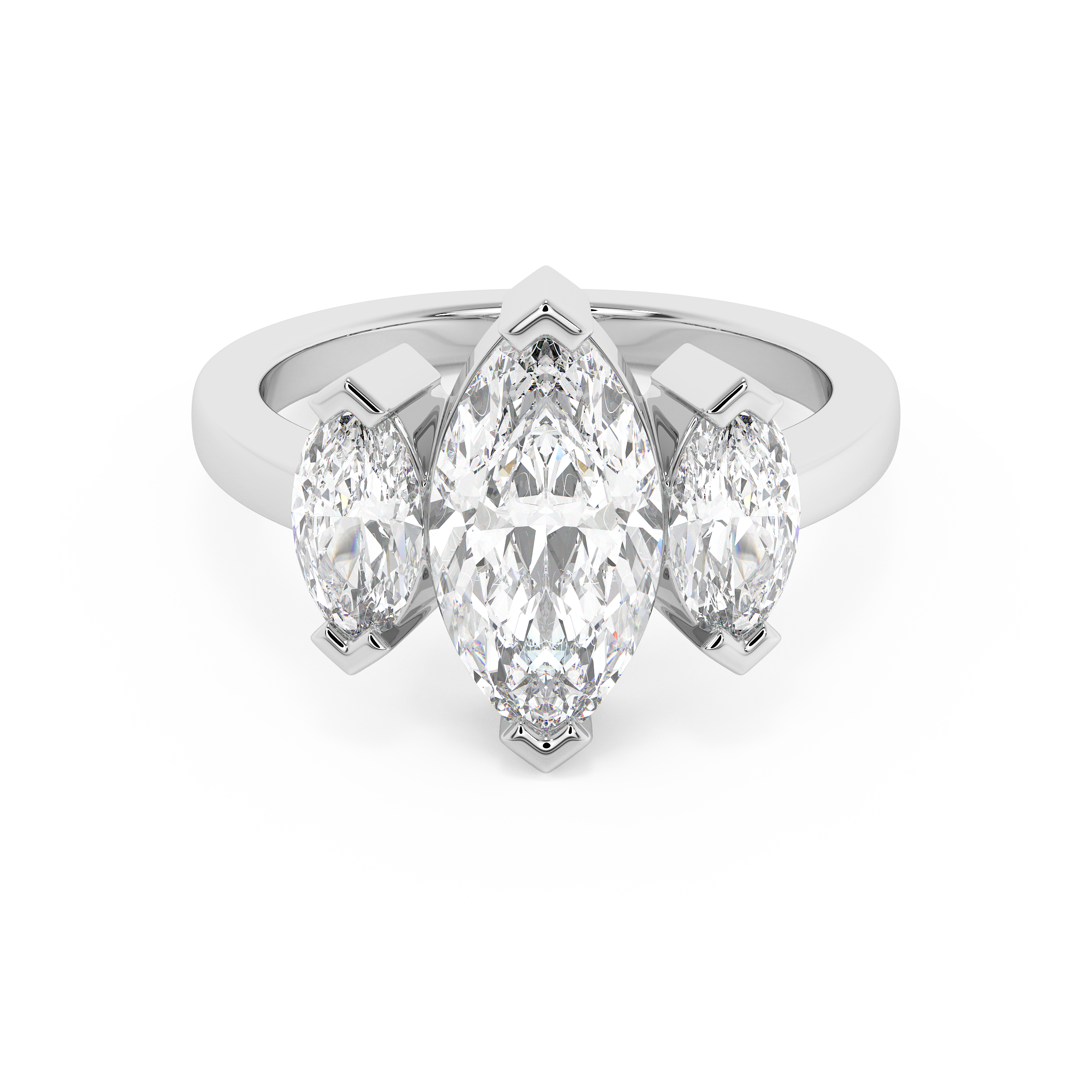 Marquise Three Stone Lab Grown Diamond Engagement Ring