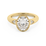 Oval Three Stone Bezel Lab Grown Diamond Engagement Ring