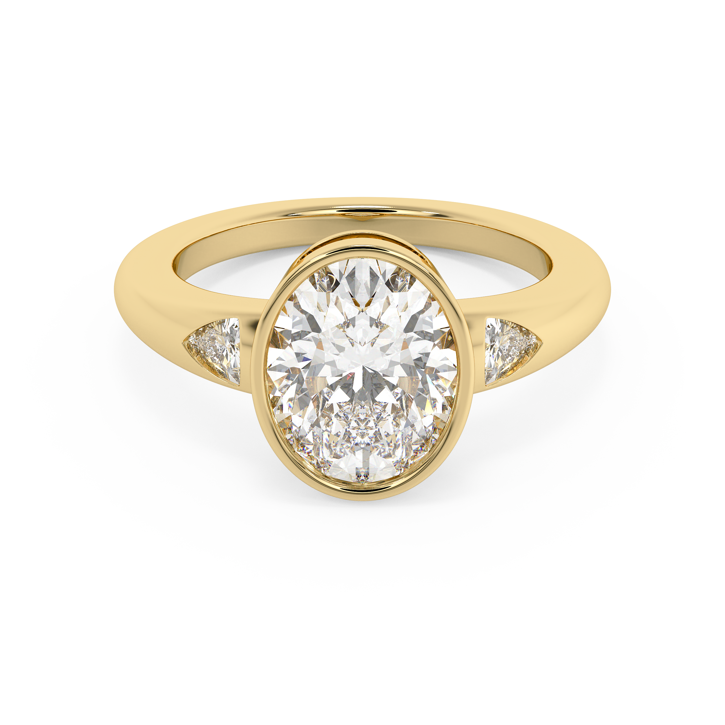 Oval Three Stone Bezel Lab Grown Diamond Engagement Ring