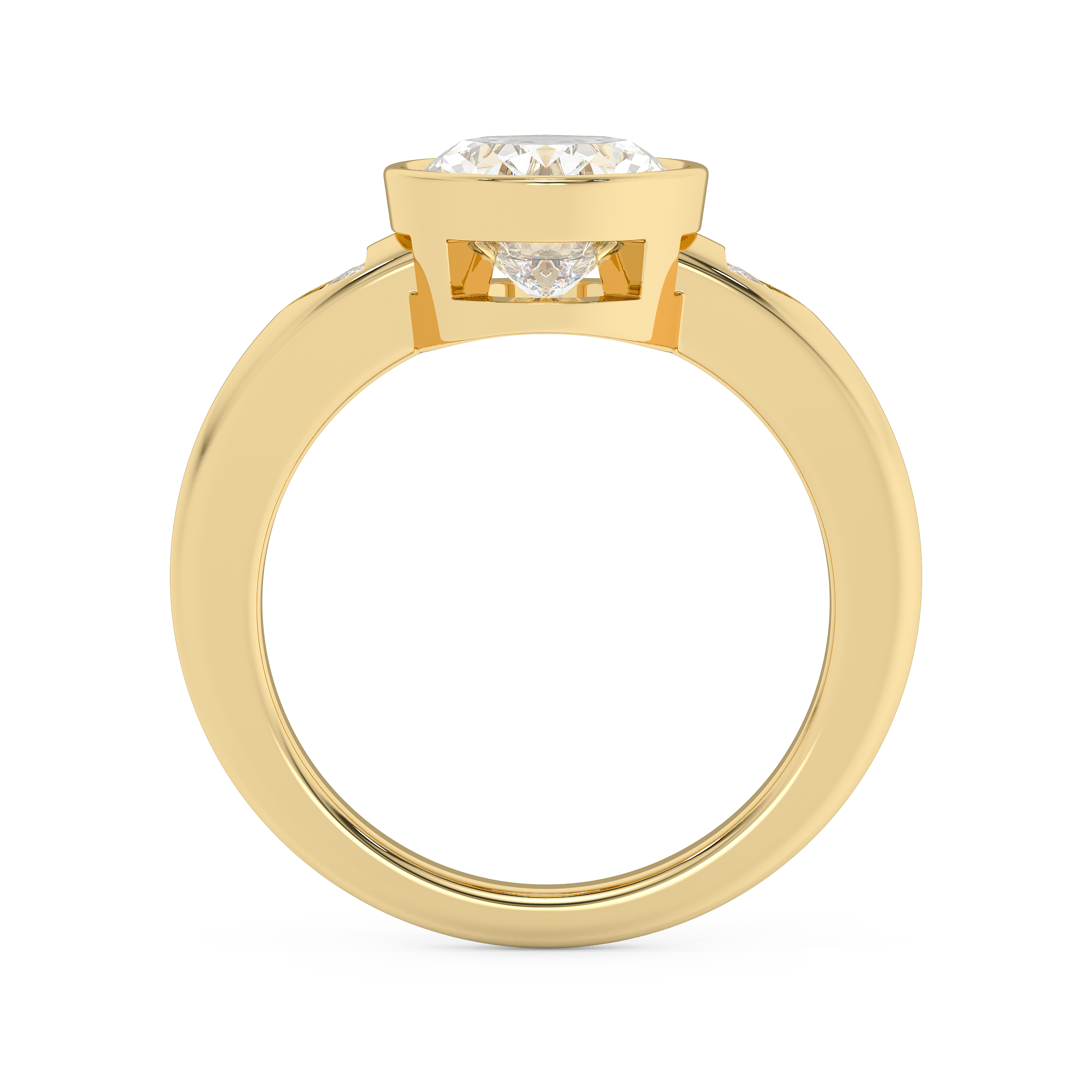 Oval Three Stone Bezel Lab Grown Diamond Engagement Ring