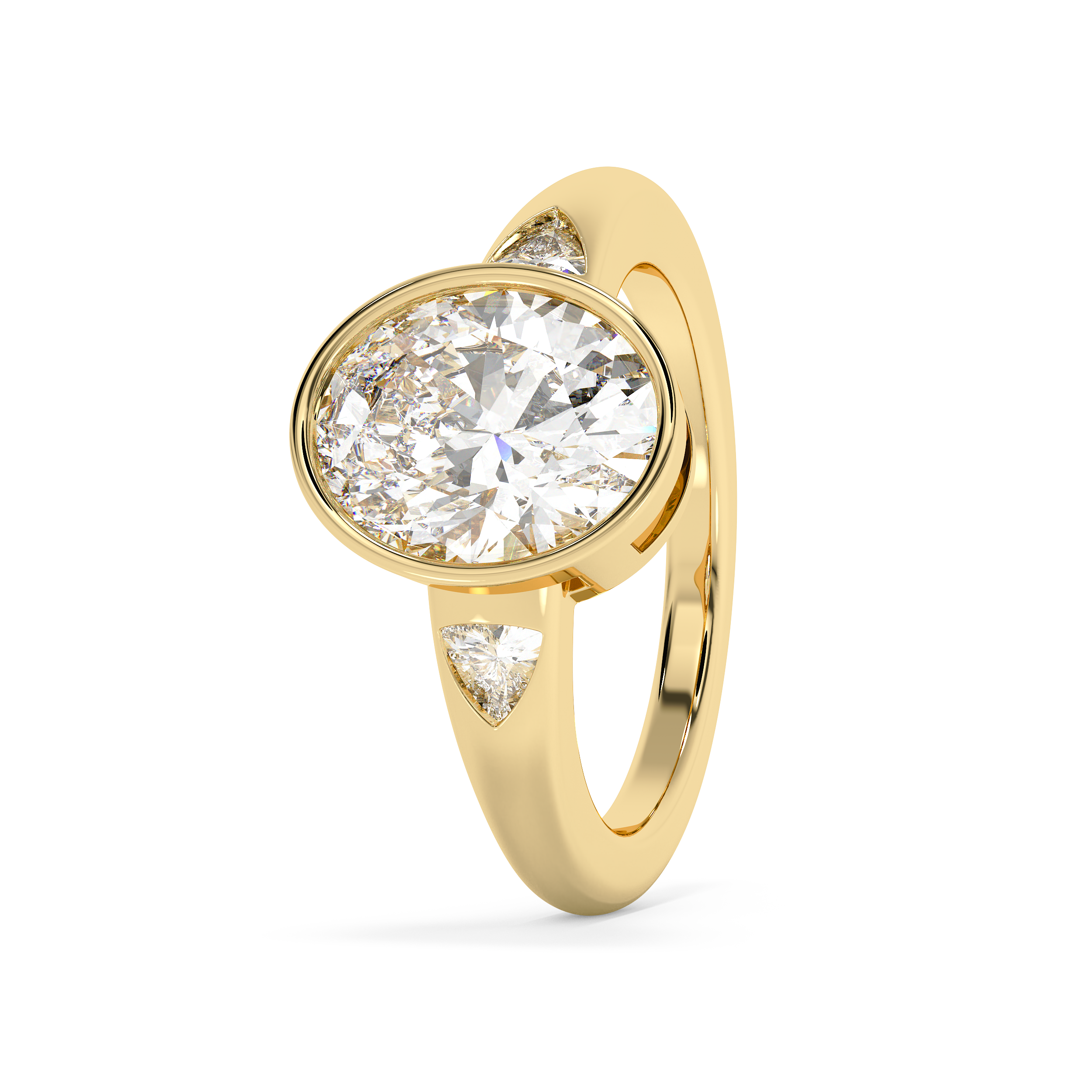 Oval Three Stone Bezel Lab Grown Diamond Engagement Ring