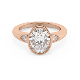 Oval Three Stone Bezel Lab Grown Diamond Engagement Ring