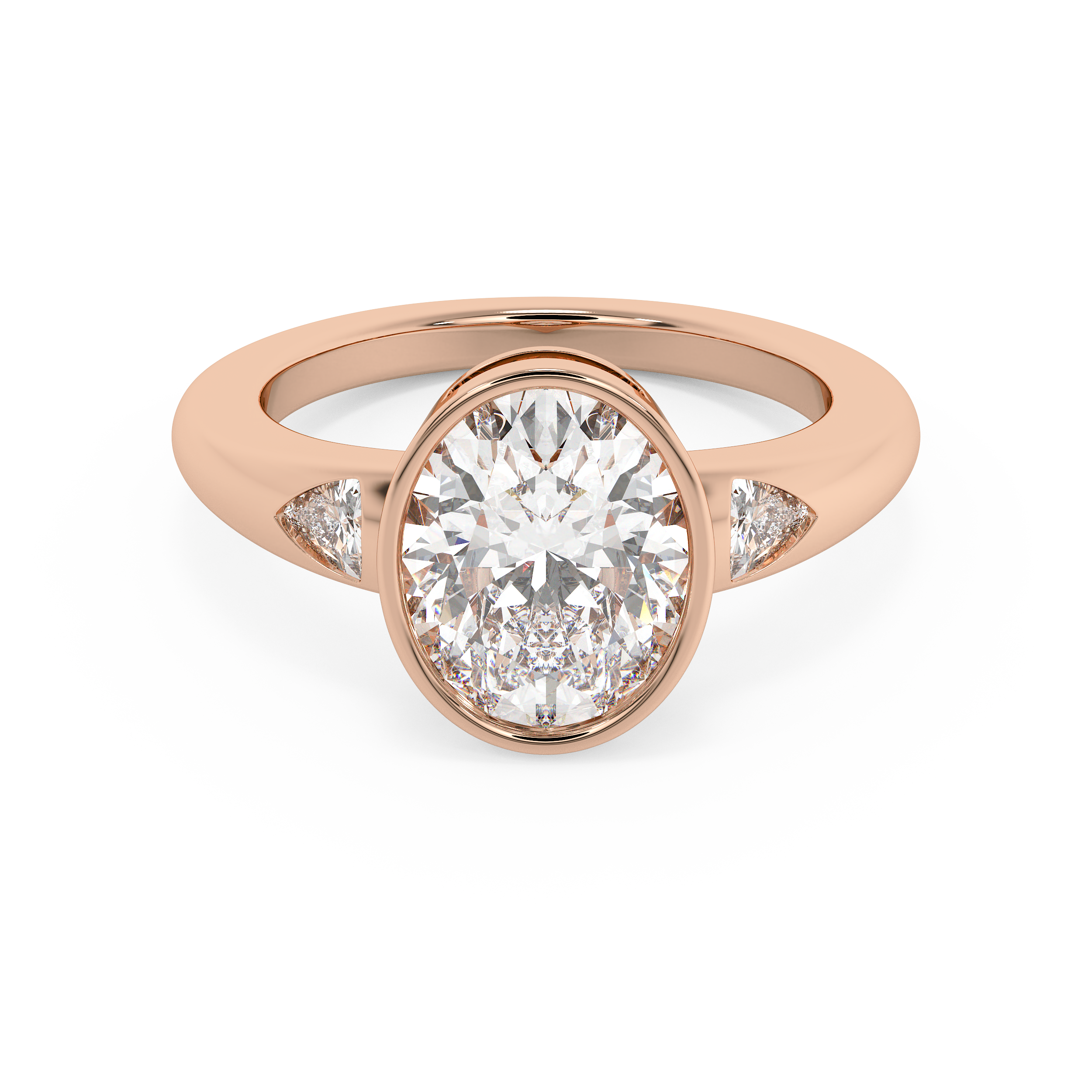 Oval Three Stone Bezel Lab Grown Diamond Engagement Ring