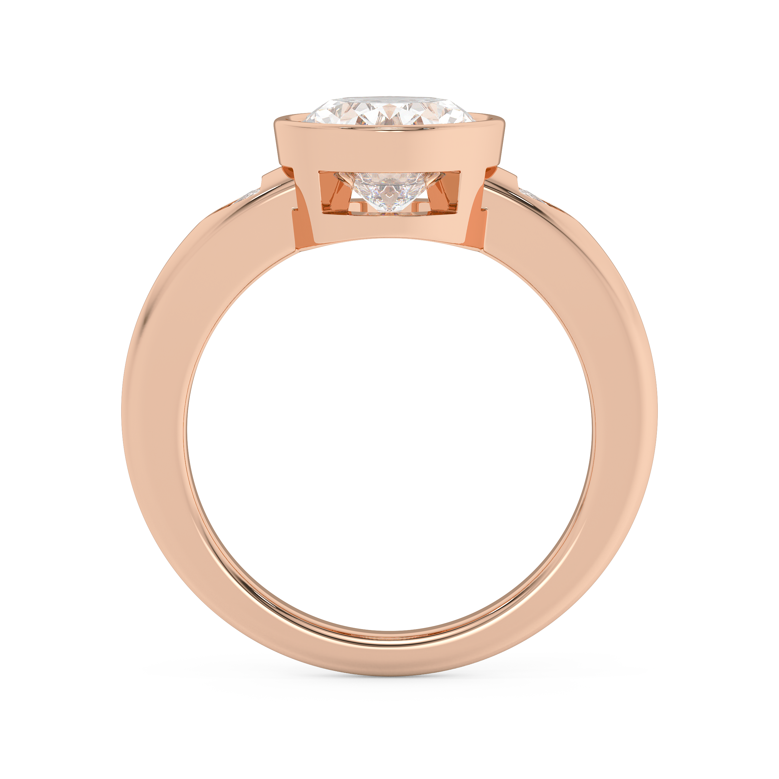 Oval Three Stone Bezel Lab Grown Diamond Engagement Ring