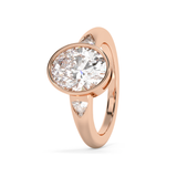 Oval Three Stone Bezel Lab Grown Diamond Engagement Ring