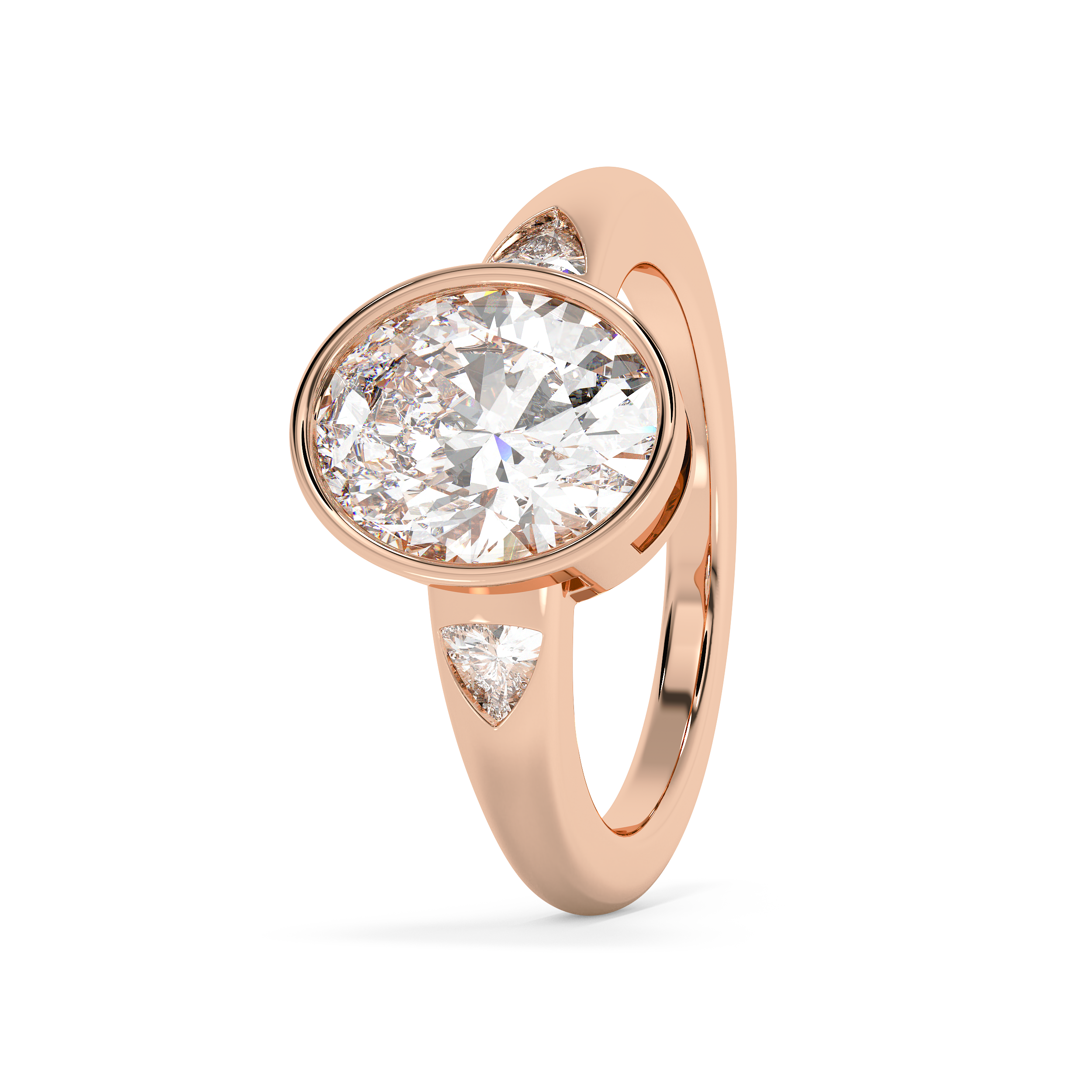 Oval Three Stone Bezel Lab Grown Diamond Engagement Ring