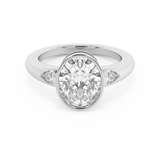 Oval Three Stone Bezel Lab Grown Diamond Engagement Ring