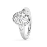 Oval Three Stone Bezel Lab Grown Diamond Engagement Ring