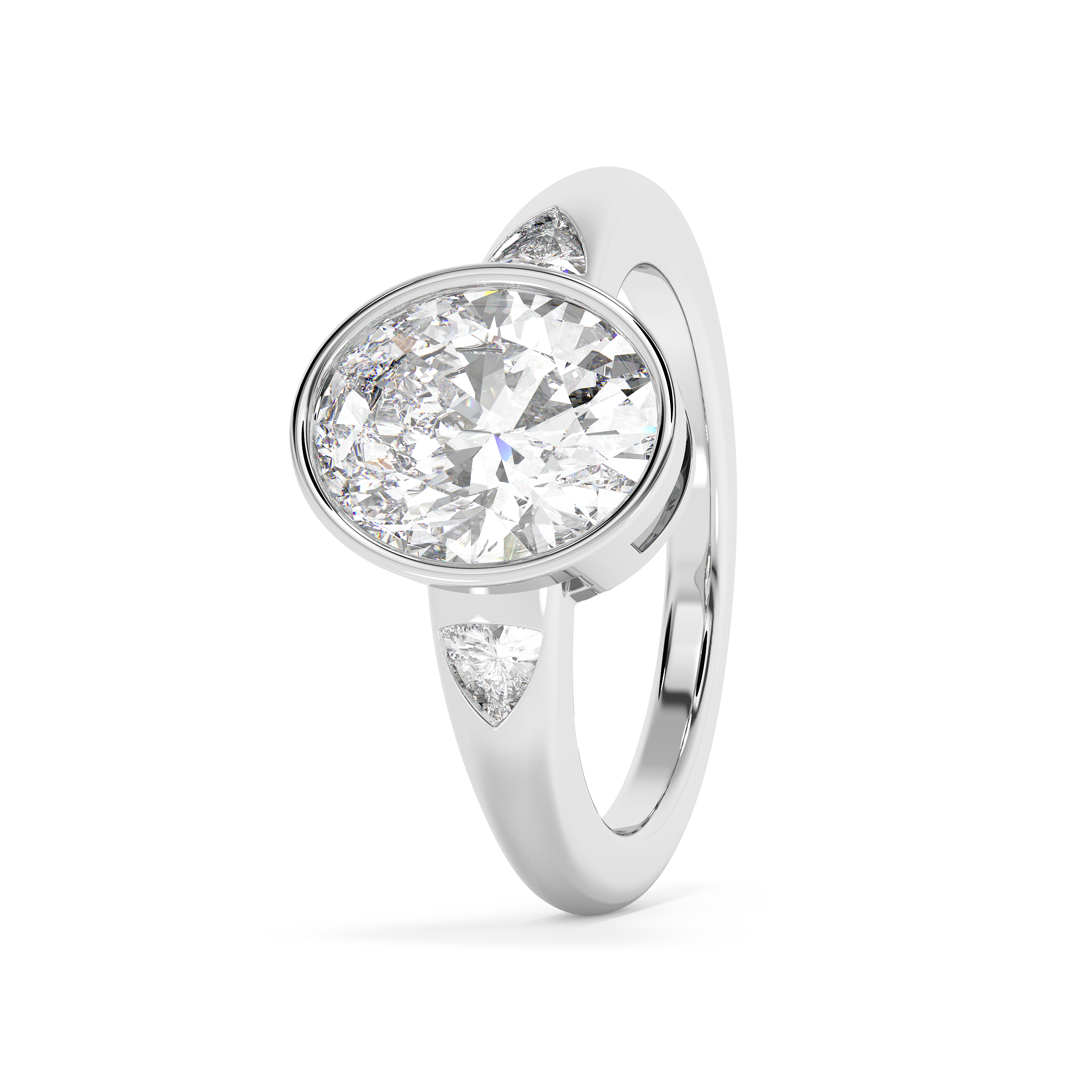 Oval Three Stone Bezel Lab Grown Diamond Engagement Ring