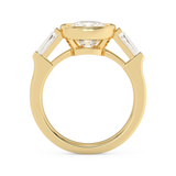 Cushion Three Stone Bezel Lab Grown Diamond Engagement Ring